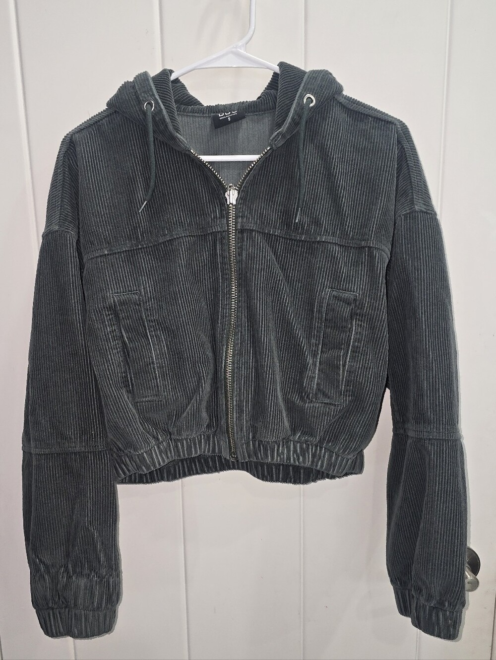 BDG Urban Outfitters Acid Wash Corduroy Crop Hooded Jacket Size: Small